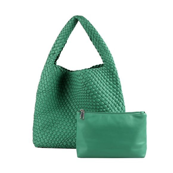 Chic Handmade Woven Satchel Bag Satchel For Vegan Textured...